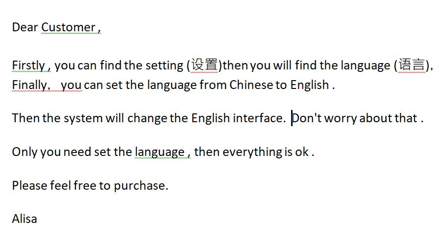 Chinese to English Setting